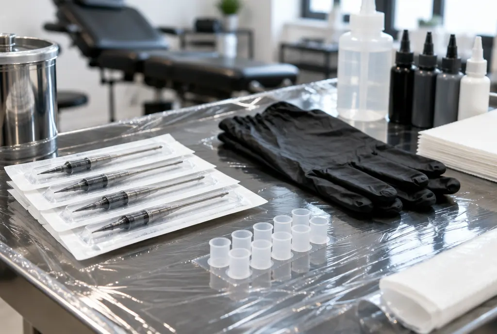 Sealed needles, gloves, film-covered surfaces – a good studio’s hygiene shows at first glance.